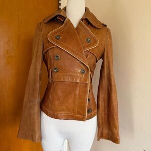 Vintage Bebe Leather Jacket Tan